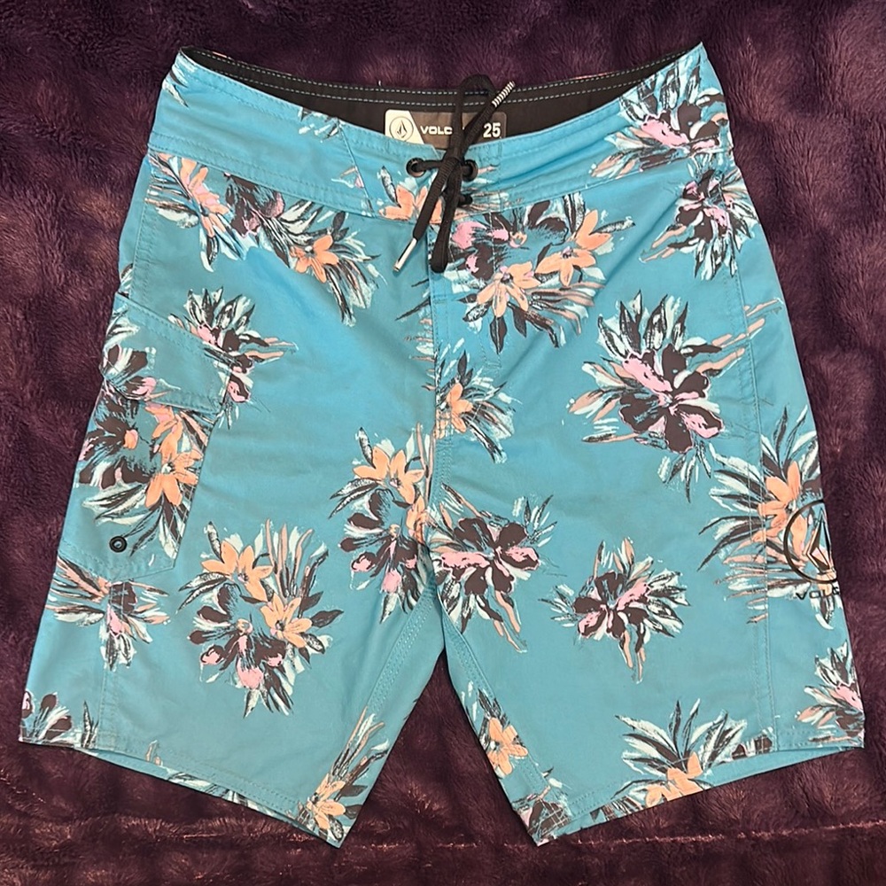 Boys Volcom Board Shorts with Floral Design
